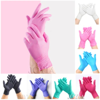 Pink Nitrile Disposable Gloves 50 100 XS Small Woman Girl Kids Household Cleaning Salon Vinyl Glove Black Latex Powder Free XL