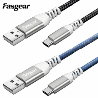 2pcs Fasgear USB C Cable 3A Fast Charging for Samsung Xiaomi Huawei LG Tablet Mobile Phone USB Charging Cord Data Cable