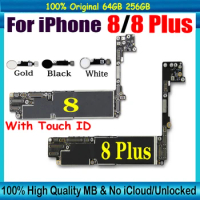 Free Shipping For iPhone 8 &amp; 8 Plus Motherboard With Touch ID Clean iCloud Unlocked For iPhone 8 Plus 256gb/64g Main Logic Board