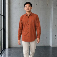 ALIESMO Kemeja Polos Pria Lengan Panjang Bahan Sigaret Terracotta XL