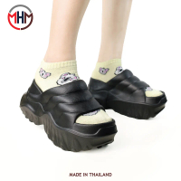 ็Hello Pony รุ่น MHM4001 รองเท้าแบบสวม เสริมส้น เปิดหน้าเท้า สไตส์เกาหลี พื้นหนา 7 ซม. Size 36-41 พร