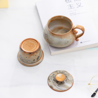 志野燒柴燒粗陶咖啡杯水杯手捏陶瓷陶瓷杯碟馬克杯茶咖杯定制logo