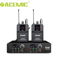 NEW RELEASE Acemic EM-D02 Dual Channel Wireless In Ear Monitor System Bodypack microphone for stage performing teaching music