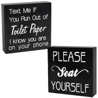 Papan Tanda Kotak Hiasan Bilik Mandi Lucu, Set 2 PCS, Hiasan Bilik Mandi Rumah Ladang, Hiasan Dindin