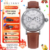 Baltany 2024 New CITIZEN 9122 Retro Men's Automatic Mechanical Watch Luxury Sapphire MOP dial leather waterproof 5Bar watch for