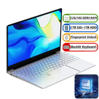 15.6" Office Laptop 12G/16G RAM 1TB SSD+1TB HDD Portable Notebook Computer Intel N5095 Windows Pro Gamer PC 1920*1080 IPS Screen