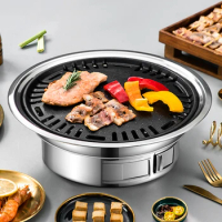Portable Smokeless Charcoal Grill Korean Style Table Charcoal Barbecue Grill Stainless Steel BBQ Grill Stove for Outdoor