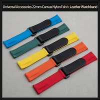 Universal Accessories 22mm Canvas Nylon Fabric Leather Watchband For Rolex Strap For Huwei Tudor Sekio Tissot Breitling Belt