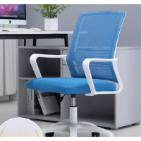 網布辦公椅子（15白框藍網_ 乳膠）尼龍脚