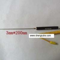 Sharp Pointed 3*200mm Handle thermocouple K with Spring Coil cable and Miniature connector
