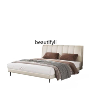 Italian Minimalist Modern Minimalist Leather Bed Master Bedroom Light Luxury Modern Minimalist Soft Bag Leather Bed