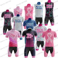Summer Retro FU Cancer Cycling Jersey Set Mens and Womens Fight Cancer Bicycle Clothing Hope Cycling Kits Unisex Cycling Vest