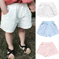 Kids Tales เสื้อผ้าเด็กสินค้าใหม่ฤดูร้อนผ้าฝ้ายเด็กริ้วรอยสบายๆกางเกงขาสั้นเด็กกางเกงร้อนการค้าต่างป