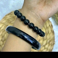 gelang giok 1 set (2 pcs) pria wanita hitam