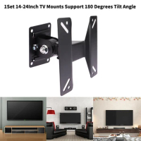 1Set 14-24Inch TV Mounts LCD LED Monitor Wall Mount Bracket Fixed Flat Panel TV Frame Support 180 Degrees Tilt Angle w/Screw
