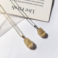 Natural Gold Rutilated Quartz Pixiu Brave Troops Charms Pendant Necklace Lucky Classic Pendant Charms For Jewelry Women Gift
