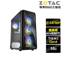 【NVIDIA】i7廿核GeForce RTX 4060TI{冰封武神}電競電腦(i7-14700F/華擎B660/16G/1TB)