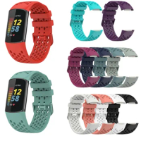 1pc Men Women Sports Watch Band for fitbit charge 5/ fitbit charge 6 Breathable Silicone Smartwatch Accessories Wristbands