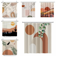Nordic Wind Abstract Art Boho Shower Curtain Waterproof Polyester Bath Curtain Morandi Color Block C
