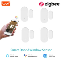 Tuya Zigbee Window Door Sensor , Smart Door Open/Closed Detectors, Smart Life Zigbee Window Sensor Work with Alexa Google Home
