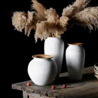 Nordic modern Big earthenware pots ceramic vases hydroponic flower pots succulents Wabi-ji wind stoneware vases home decor vase