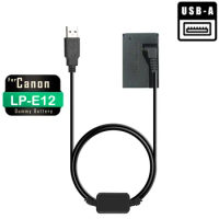 DR-E15 LP-E12 Fake Battery Adapter+ACK-E15 Power Bank Charger USB Cable For Canon EOS-100D Kiss x7 EOS 100D Rebel SL1 SX70HS