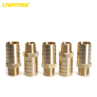 LTWFITTING Brass Fitting Connector 1-Inch Hose Barb x 1/2-Inch NPT Male Fuel Gas Water(Pack of 5)