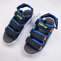 【LOTTO】時尚織帶涼鞋 LT1AKS3310(黑藍橘配色 童鞋)