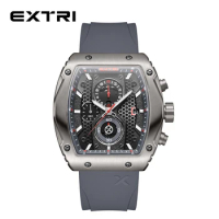 EXTRI Newest Trendy Design Luxury Quality Watches for Men Water Resistant Real Chronograph Sport Rubber Relogio With Metal Box