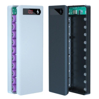 10x18650 Battery Holder DIY Power Bank Case Type C Dual USB Ports LCD Display 18650 Holder Cases Battery Charge Storage Box