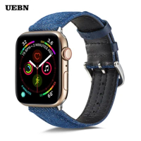 Denim With Leather Metal Buckle Band For Apple Watch Series 6 Strap IWatch 5 4 44mm 40mm 38mm 42mm Watch bands