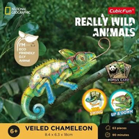 CUBICFUN Veiled Chameleon Really Wild Animal - 3D Puzzle, Mainan Edukasi, Hadiah Kado Anak