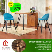 True Home LUNGO Bar Counter/5FT Rectangle Bar Table 1500(W) x 0600(D) x 1000(H)mm/Bar Chair- Metal F
