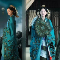 New TV Play Confucius Kongzi Acress Nanzi Peacock Costume Hanfu with Gorgeous Tail Super Extavagant Costume Chunqiu Period