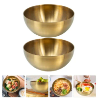 2Pcs Mixing Bowls Stainless Steel Salad Bowls Nesting Bowls Snacks Bowls Dessert Bowls Japanese Food Serving Bowls Cooking