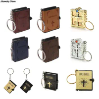 Special Mini Holy Bible Keychain English Religious Miniature Paper Spiritual Christian Jesus Cover Keyring Gift