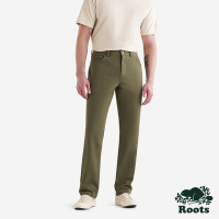 Roots 男裝- PARK平織長褲-橄欖綠