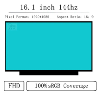 16.1" Slim LED matrix For HP Pavilion Gaming 16-A0097NR A0017NE A0272NG 144hz FHD laptop lcd screen panel 1920*1080 40 pins EDP