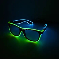 With Steady on Driver Double Colors EL Wire Glowing Sunglasses Colorful Flash Glasses 10pieces Novelty Light Glasses