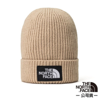 【The North Face】LOGO BOX CUFFED 布標針織保暖毛帽(深帽口/可覆耳).毛線帽_3FJX-LK5 卡其
