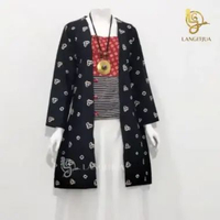 Tunik Kutubaru Kebaya Nimas Jumputan Ikat Celup Asli Solo Size M L XL XXL XXXL L + FURING HITAM