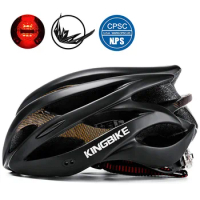 KINGBIKE Cycling Helmet Ultralight MTB Bike Helmet CPSC Bicycle Helmets With Rear Light Cycling Carbon Color Bike Bicycle Helmet
