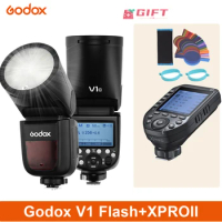 RU Stock Godox V1 Flash V1C V1N V1S V1Pro X3C Camera Flash Speedlite Round Head Wireless 2.4G Fresnel Zoom for Canon Nikon Sony