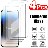 4Pcs Full Cover Tempered Glass For iPhone 15 11 Pro Max Screen Protector For iPhone X XR 12 13 Mini 14 Plus XS Max Glass