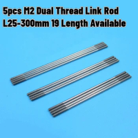 5pcs M2*L25-300mm 19 Length Available Pull Rod Stainless Steel Connecting Rod Dual End Thread Link for DIY Servo Rod End Linkage