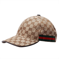 【GUCCI 古馳】經典GG Supreme帆布綠紅綠織帶飾邊鴨舌帽(200035-KQWBG-9791)