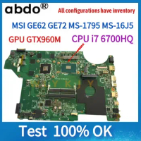 For MSI GE62 GE72 MS-1795 MS-16J5 Laptop Motherboard.MS-17951 MS-16J51 With i7 6700HQ /I5-6300HQ CPU.Tested 100% Work