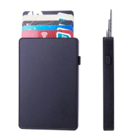 Fashion Aluminum Single Box Smart Wallet Anti-theft Slim RFID Clutch Pop-up Push Button Card Holder Cards Case