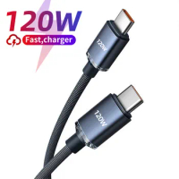 120W USB C to Type C Cable for iPhone 15 Pro Max PD Fast Charging Type C Data Cord for Xiaomi POCO Huawei Oneplus OPPO Samsung