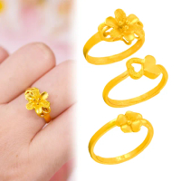 【金緻品】9999黃金小花戒指 0.69錢(多選 春息 春天 花戒 純金女戒子 心型花瓣 葉子)